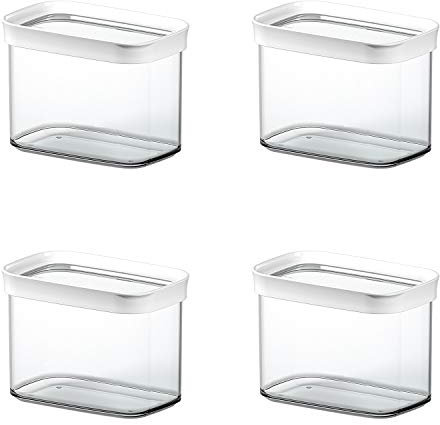 Emsa 513557 OPTIMA Trockenvorratsdose, 1 Liter, 16 x 9,9 x 11,9 cm, transparent/weiß (4er Pack