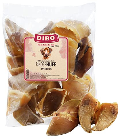 DIBO Rinderhufe, lose, 20 Stück-Beutel, der kleine Naturkau-Snack oder Leckerli für Zwischendurch, Hundefutter, Qualitätskauartikel ohne Chemie