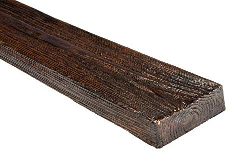 DECO WOOD Dekobrett ET406 aus Polyurethane, 2m Länge, PU Brett Holzoptik (dunkelbraun - 120x35mm) Verzierung Lampe Holzstruktur Scheinbrett