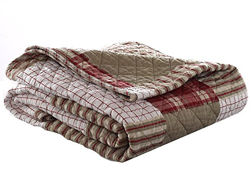 Eddie Bauer - Throw Blanket, 100% Soft Cotton Percale Plaid Bedding, Throw Blanket for Couch or Bed (Camano Island Red, 50 x 60)