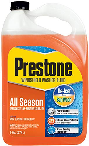 Prestone AS658 All Season 2-in-1 Windshield Washer Fluid, Year Round, De-Icer + Bugwash, 1 Gallon