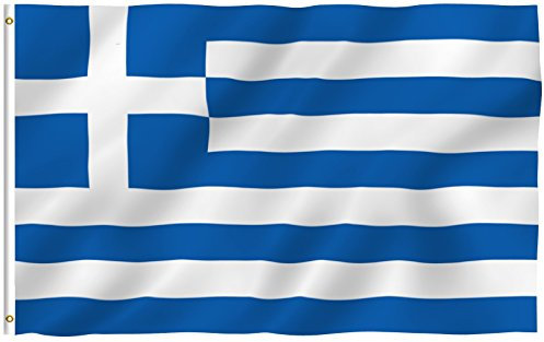 Anley Fly Breeze 3x5 Fuß Griechenland Flagge - Lebendige Farbe und UV-beständig - Leinwand Kopf- und Doppelnaht - Griechische Nationalflaggen Polyester mit Messingösen 3 X 5 Ft