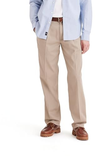 Dockers Men's Classic Fit Easy Khaki Pants-Pleated (Standard and Big & Tall), Timberwolf, 38W x 34L