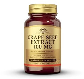 Solgar Extracto de semilla de Uva 100 mg Cápsulas vegetales, Envase de 30