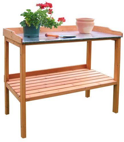 Habau 698 Pflanztisch mit verzinkter Arbeitsplatte, 98 x 48 x 95 cm, Braun