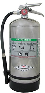 Amerex C260 6 Liter Class K Wet Chemical Fire Extinguisher with Stainless Steel Valve and Wall Hanger for Kitchen Use