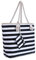 DonDon Strandtasche XXL mit Reißverschluss - Umhängetasche Damen, Shopper Tasche Damen im Beach Look mit Schulterriemen - Urlaub Must Haves Beach bag - Streifen schwarz weiß