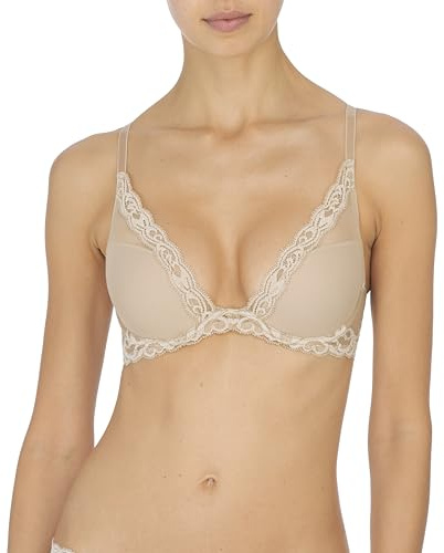 Natori Womens Feathers Contour Plunge Bra, Cafe, 32B