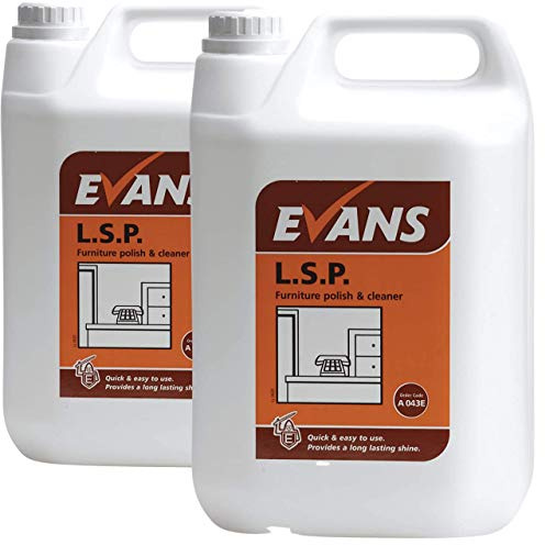 2 x Evans L.S.P. Perfumed Furniture Polish and Window Cleaner Spray 5ltr Bottles