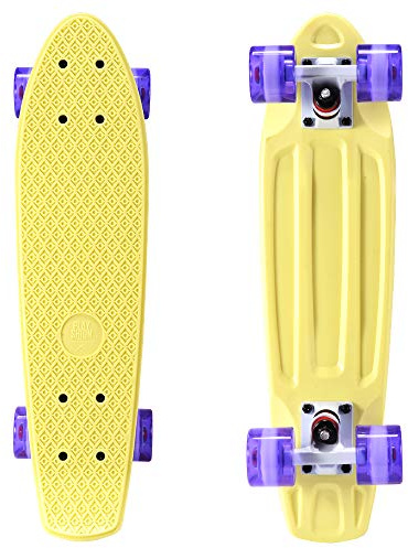 Playshion 22 Mini Cruiser Skateboard for Kids Ages 3+, Beginners (Yellow/Purple)