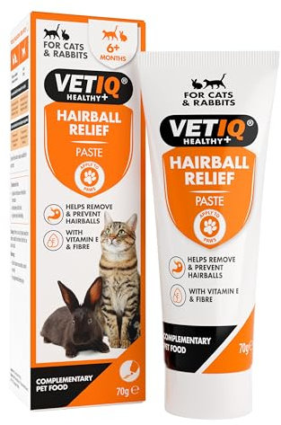 VETIQ Hairball Relief Paste With Vitamin E & Fibre For Cats & Rabbits 6+ Months, Helps Remove & Prevent Hairballs, 70 g (Pack of 1)