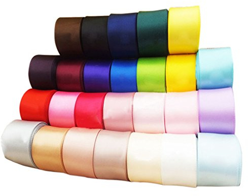 Phenovo Lot de 24pcs Ruban en Satin pour Artisanat DIY Couleur Mixte