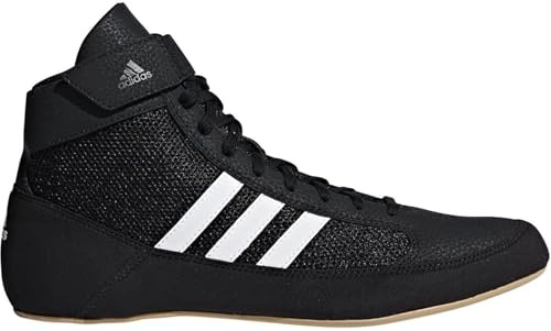 adidas Men's HVC Wrestling Shoes, Black/White/Iron Metallic, 8
