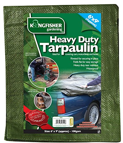 Kingfisher TP69 6 Foot x 9 Foot 100 GSM Heavy Duty Tarpaulin - Dark Green