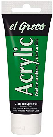 KREUL 28315 - El Greco Acrylic, 75 ml Tube in permanentgrün, hochpigmentierte, glänzende Acrylfarbe in Studienqualität, buttrig vermalbar, für pastose Malerei