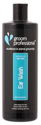 GROOM PROFESSIONAL Ear Wash for Dogs - Dog Ear Cleaner - Deep Cleaning & Soothing Ear Cleaner - Ear Cleaner Solution - Softens Hardened Wax for Easy Removal - Fresh Minty Smell, 500ml
