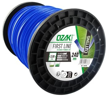 OZAKI - Bobine Fil Nylon Carré - Longueur 240m - Ø 3,00mm - Matières Vierges - Haute Durabilité - Excellente Tenue À L'Œillet
