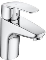 Roca Monodin Grifería para lavabo con tecnología Cold Start, grifo monomando de repisa con enlaces de alimentación flexibles, mezclador de cuarto de baño de fácil instalación, cromado, A5A3298C00