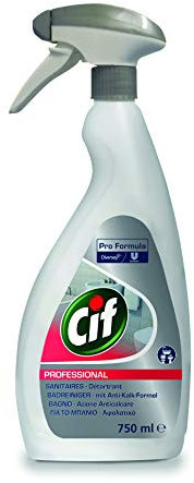 Cif Professional Nettoyant et détartrant pour salle de bain 2 en 1, convient également pour les surfaces chromées, les plastiques avec céramique, 750 ml