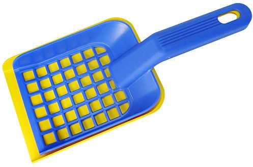 Fackelmann Katzenstreuschaufel, Schaufel für Hund & Katze mit Sieb aus Kunststoff für die Reinigung des Katzenklos (Farbe: Rot/Grau oder Blau/Gelb - nicht frei wählbar), Menge: 1 Stück