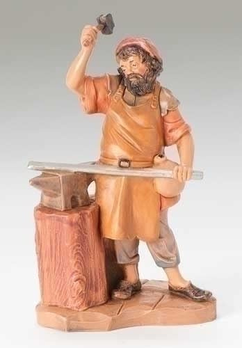 Fontanini by Roman Inc., Orion The Blacksmith, 5 Collection, Nativity Figure and Accessories, Hand Sculpted and Painted (4x3x5)