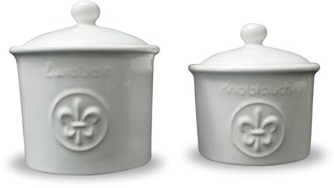 MS-Steinzeug Zwiebeltopf + Knoblauchtopf Lilie cremefarben