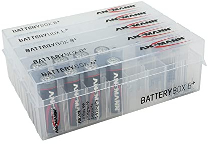 ANSMANN Batteriebox für AAA Micro, AA Mignon Akkus & Batterien, Spezialbatterien & Speicherkarten - Akkubox zum Schutz & Transport für 8 Accus - Batterie Box & Akku Box zur Aufbewahrung - 5 Stück