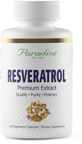 Paradise Herbs Resveratrol, Antioxidant, Super Potent, Ultra Pure, Vegan, Non GMO, Gluten Free, 180 Vegetarian Capsules