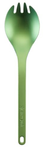 Snow Peak Titanium Spork, Durable Utensil, Compact, Lightweight, Camping, Hiking, Backpacking, Green, 1 Pack