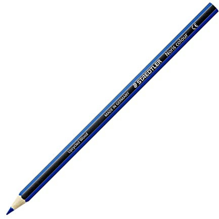 STAEDTLER Buntstifte Noris colour, blau, rutschfeste Soft-Oberfläche, hohe Bruchfestigkeit, Made from Upcycled Wood, intensive Farben, Sechskantformat, 12 blaue Farbstifte, 185-3