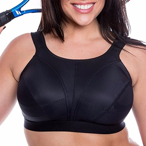 Gemm Ladies High Impact Non Wired Large Sports Bra Small to Plus Size (42J, Black)