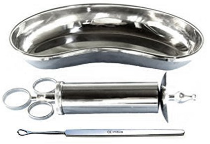 Instruments GB®-3 Piece Ear wax Cleaning Kit, Ear Wax Syringe, Ear Wax remover, Kidney Bowl, CE