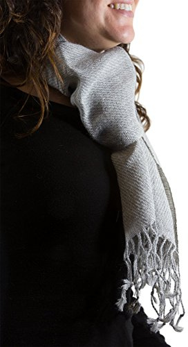 Tumia LAC Bufanda de lana de alpaca, disponible en una variedad de colores, lujoso Color gris. talla única