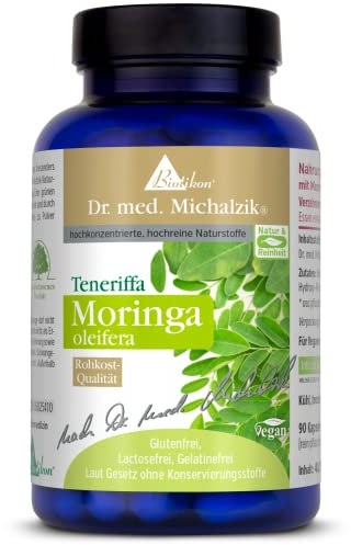 Moringa [Wunderbaum] aus Teneriffa Dr. med. Michalzik - Rohkost- Qualität | Tagesdosis - Natur-Moringa oleifera Pulver [1200mg] ohne Zusatzstoffe - von Biotikon®