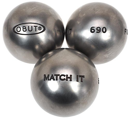 Obut Match it mÉta Pétanque-Kugeln, Edelstahl, 72 mm, Argent métalisé, 700g
