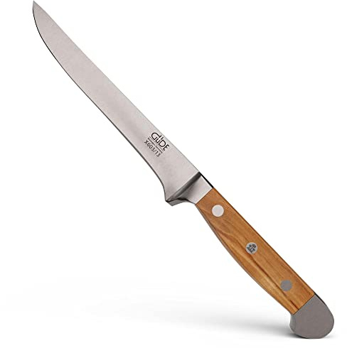 Güde Solingen - Cuchillo de deshuesar forjado, 13 cm, madera de olivo, ALPHA-OLIVE - doble virola, Hecho a mano en Alemania