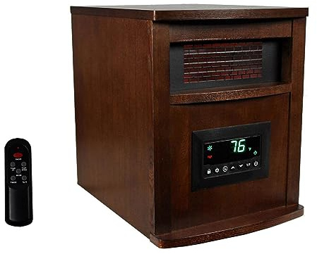 LifeSmart Infrared QuartzSpace Heater with Wheels and Remote, LifePro 6 Element, 1500W - Portable Electric Indoor Heating Machine for Large Rooms and Office Spaces