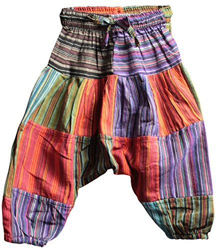 Shopoholic - Pantalones harem infantiles, pantalones bombachos estilo hindú, hippy, coloridos y cómodos