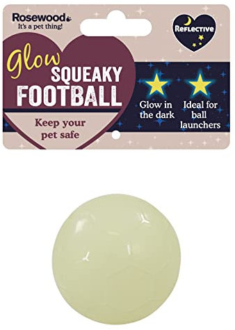 Rosewood 68041 Squeaky super hüpfender Leuchtball aus robustem Gummi für Hunde, mit Squeaker, 6.8 cm, gelb