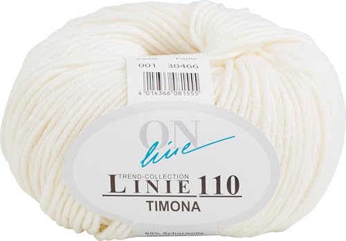 ONline Wolle Timona uni Linie 110, Strickwolle 50g, 120m, Nadelstärke 3,5-4,5 Farbe 0001