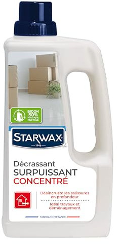 STARWAX Décrassant Surpuissant Concentré - Désincruste les Salissures en Profondeur - Idéal pour les Travaux et Déménagement - Fabriqué en France - 1 L - Jusqu'a 1600 m2