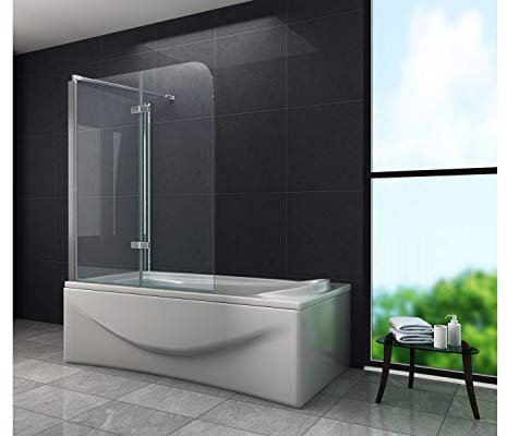 home-systeme Duschtrennwand Kompakt 75cm Faltbar Badewannenabtrennung Duschwand Dusche Glas