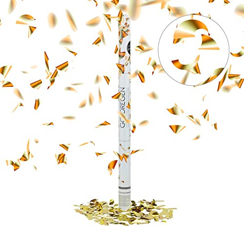 Relaxdays Party-Popper 80 cm, 6-8m Effekthöhe, Konfetti-Shooter, Hochzeit Konfetti-Kanone, Hochzeitsgeschenk, gold