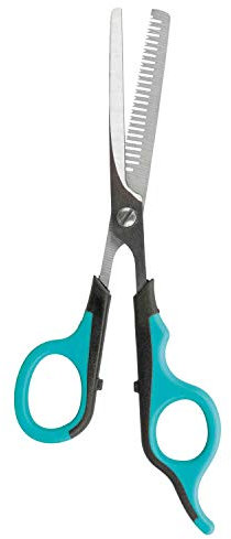 TRIXIE Effilierschere zum Ausdünnen - Edelstahl - gummierter Kunststoffgriff - für diverse Felltypen - schwarz/blau - 16 cm - 2352