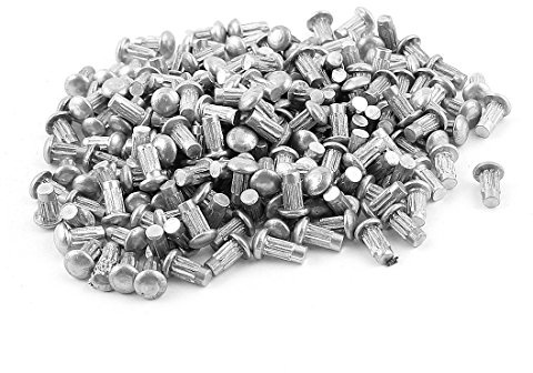 uxcell a15091700ux0629 200 Pcs 1/8 x 1/4 Aluminium Round Head Solid Rivets Knurled Shanks (Pack of 200)