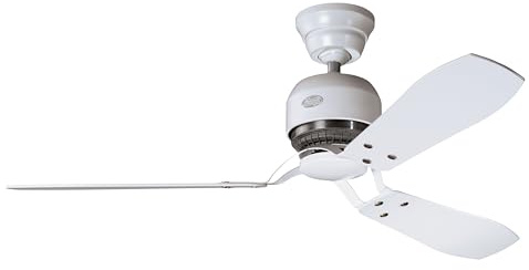 HUNTER FAN Deckenventilator Industrie II 132 cm für den Innenbereich, mit Wandsteuerung und 3 austauschbaren Flügeln in den Farben Weiß und Ahorn, optimal für Sommer und Winter, Modell 24547