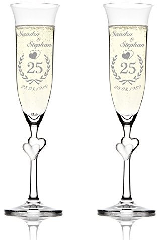polar-effekt 2 Sektgläser zum Jubiläum mit Gravur - Romantische Geschenke zum Hochzeitstag Sektglas - Geschenkidee zur Goldenen Hochzeit Champagnergläser