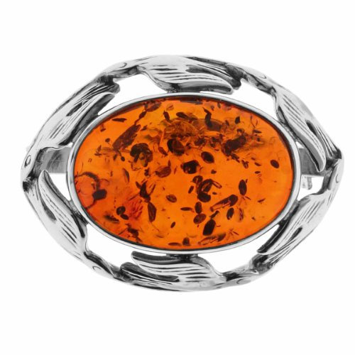 Ostsee-Schmuck Damen-Brosche 925/000 Sterlingsilber mit Bernstein