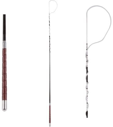 WALDHAUSEN Bogenpeitsche mit Ledergriff, 140 cm, schwarz