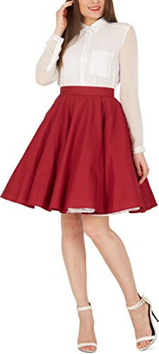 BlackButterfly Lungo Rockabilly Anni 1950 Gonna A Ruota (Bordeaux, 3XL)